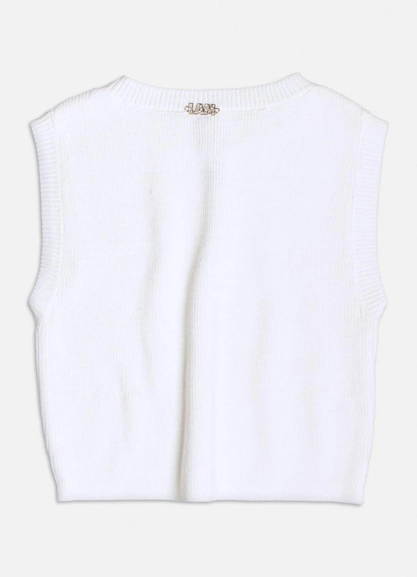 Authoria - Top Tricot Off White com Pedraria Branco 2