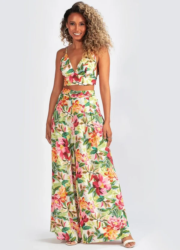 Farm - Top Viscose Flora Pintado Bege 3