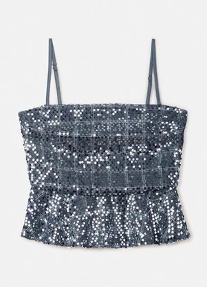 Authoria - Top Xadrez de Paetê Prata - AUTHORIA