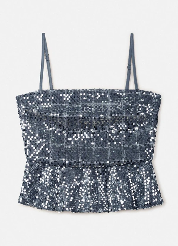 Authoria - Top Xadrez de Paetê Prata