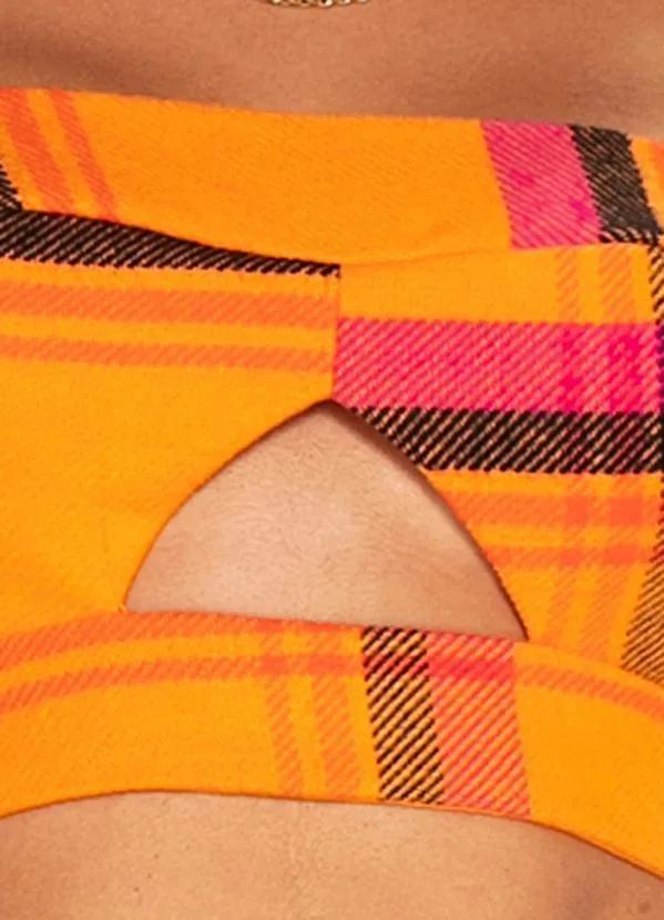 Colcci - Top Xadrez Flanelado Laranja 6