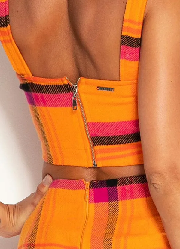 Colcci - Top Xadrez Flanelado Laranja 7