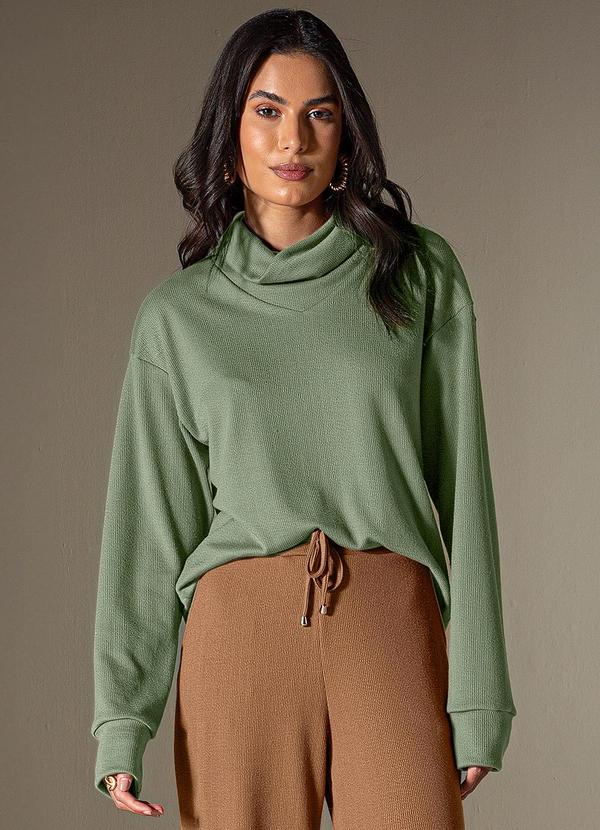 Use Modo - Blusa Manga Longa Gola Role Verde