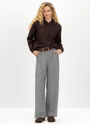 Essendi - Blusão Cropped Feminino em Moletom Marrom - ESSENDI
