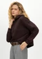 Essendi - Blusão Cropped Feminino em Moletom Marrom - variação: Marrom