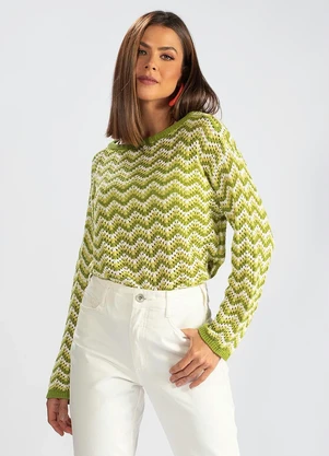 Hering - Blusão de Tricot Chevron Verde - HERING