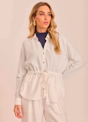 Doce Trama - Camisa Soft Garden em Viscoflow Branco - DOCE TRAMA