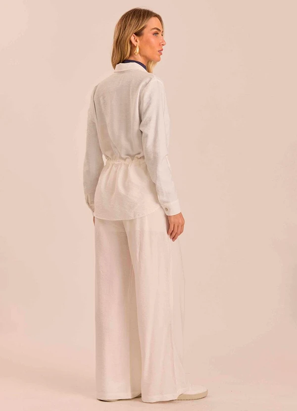 CAMISA SOFT GARDEN EM VISCOFLOW BRANCO - DOCE TRAMA