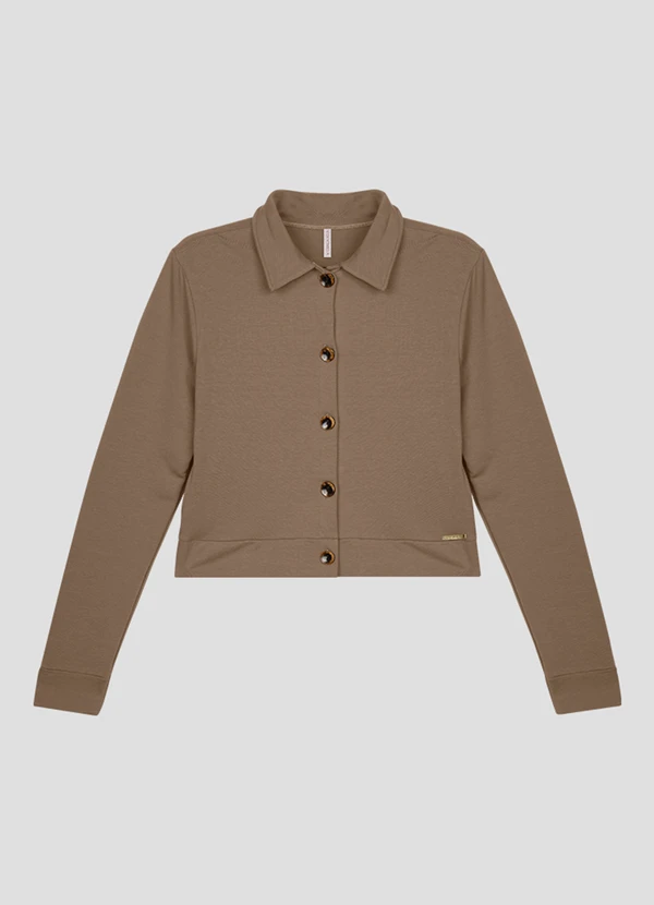Cereja Rosa - Casaco Feminino em Molecotton com Botões Marrom