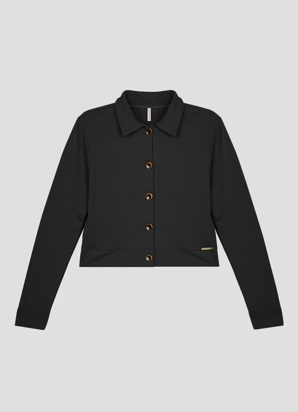 Cereja Rosa - Casaco Feminino em Molecotton com Botões Preto