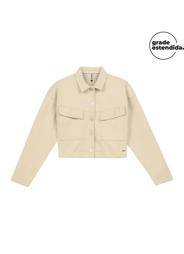 Marialícia - Casaco Feminino Lã Batida com Bolsos Bege