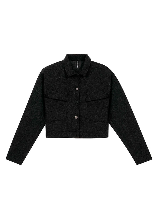 Marialícia - Casaco Feminino Lã Batida com Bolsos Preto 3