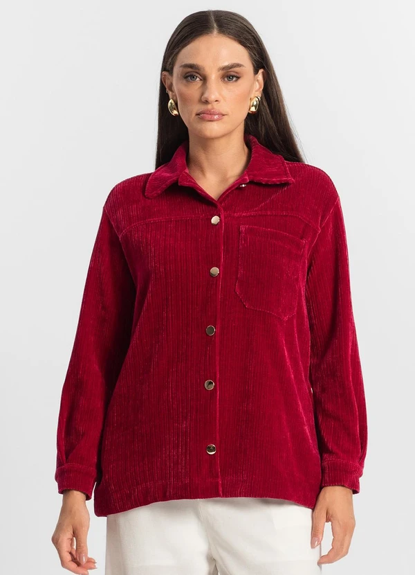 Endless - Casaco Feminino Veludo Cotelê Vermelho