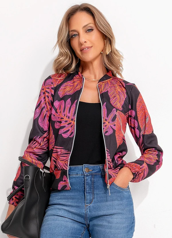 Quintess - Casaco Folhagem Bordada em Malha