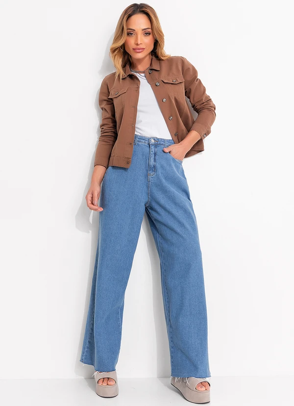 Quintess - Jaqueta Jeans Marrom Canela em Sarja 100% Algodão com Bolsos 6
