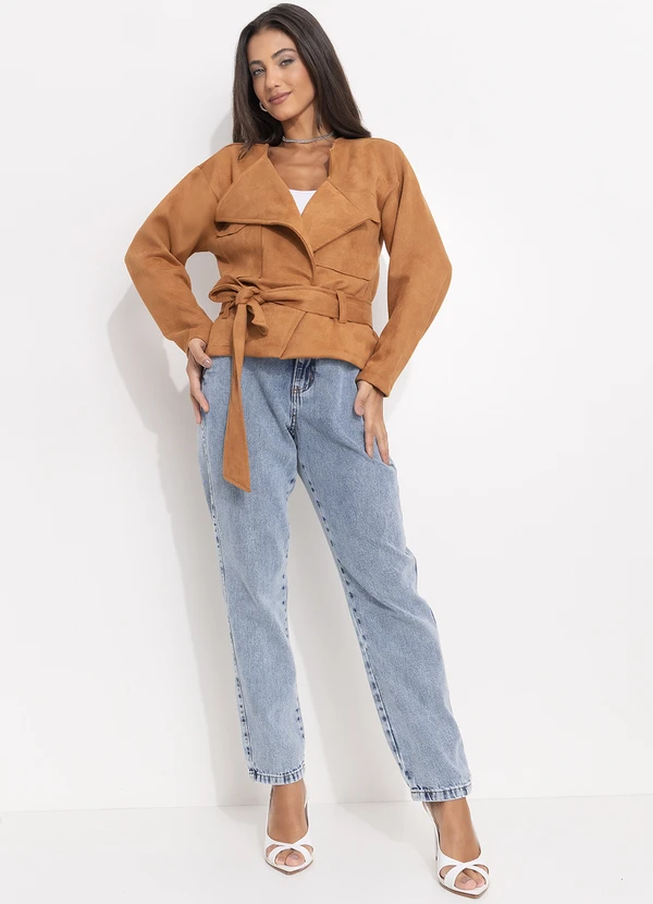 Quintess - Casaco Marrom em Malha Suede 3