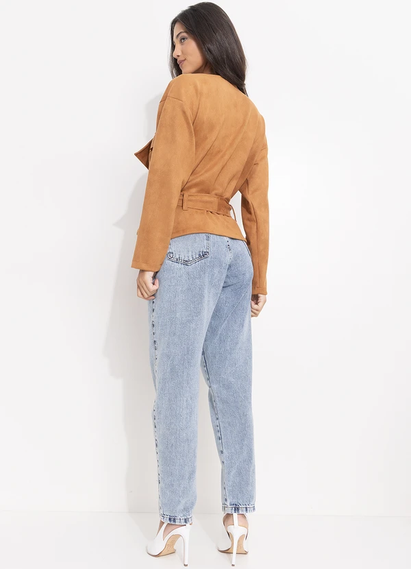 Quintess - Casaco Marrom em Malha Suede 2