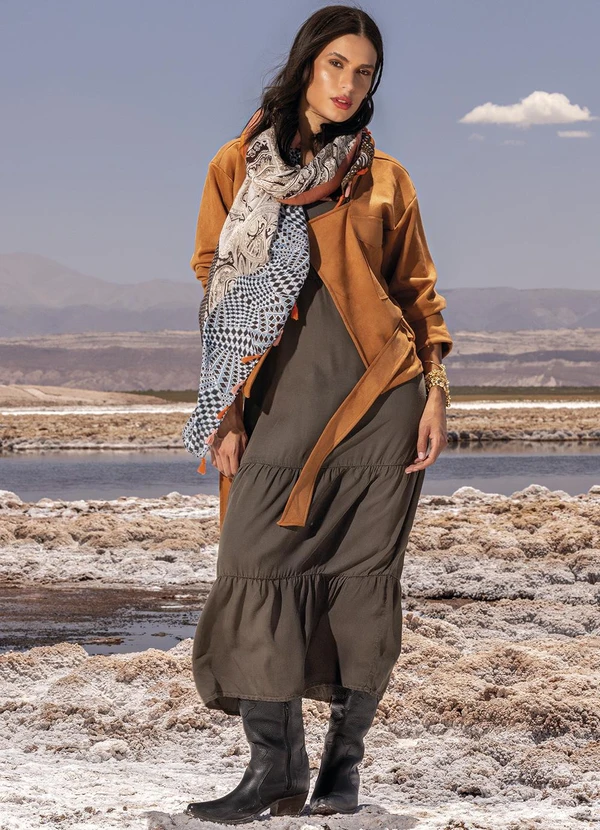 Quintess - Casaco Marrom em Malha Suede 14