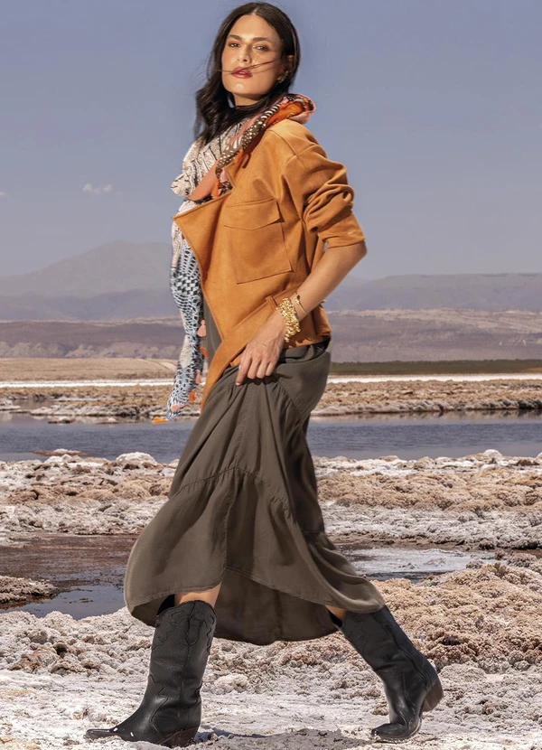 Quintess - Casaco Marrom em Malha Suede 13