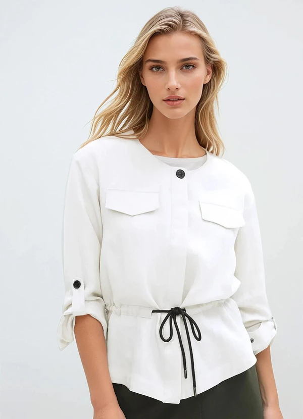 bonprix - Casaco Off White em Tactel