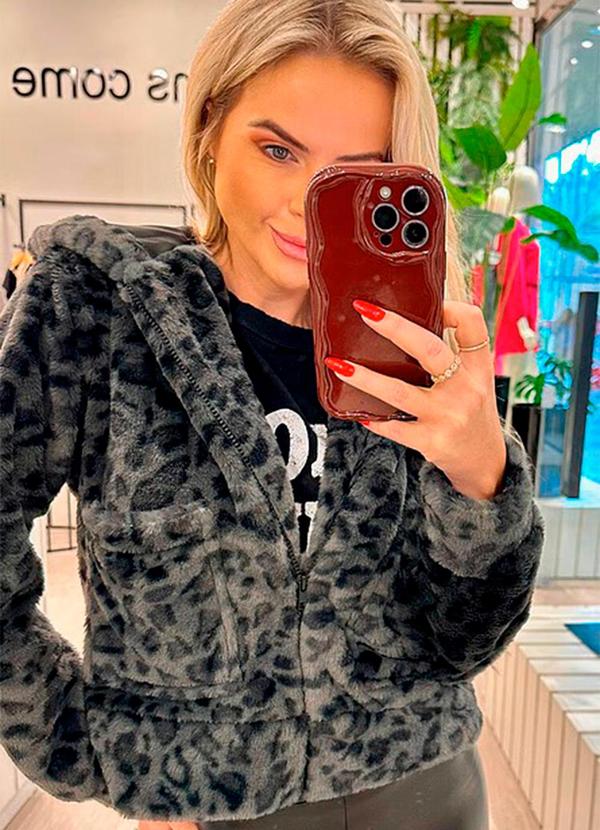 Amo Brand - Casaco Pelo Animal Print Cinza 3