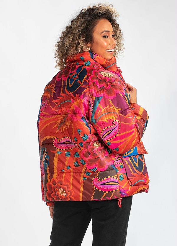 Farm Casaco Puffer Dupla Face Onda de Floral Estampado - Main Image