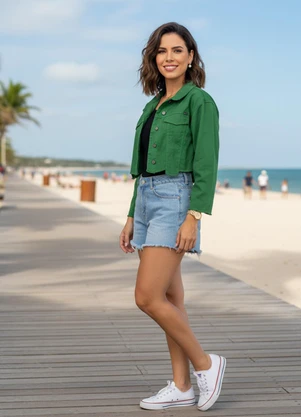 Quintess - Casaco Verde em Jeans - QUINTESS