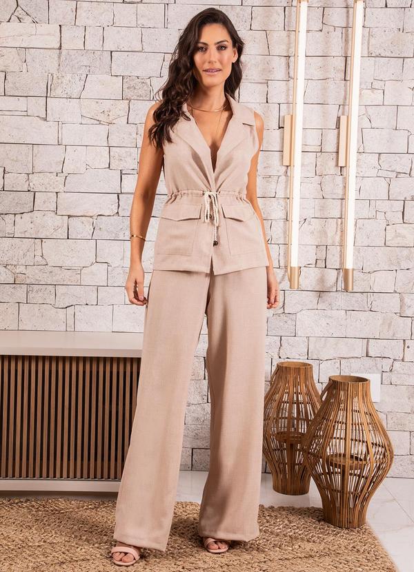 Quintess - Colete Parka Areia em Tecido Texturizado 3