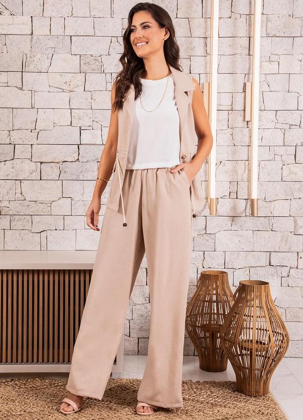 Quintess - Colete Parka Areia em Tecido Texturizado 5