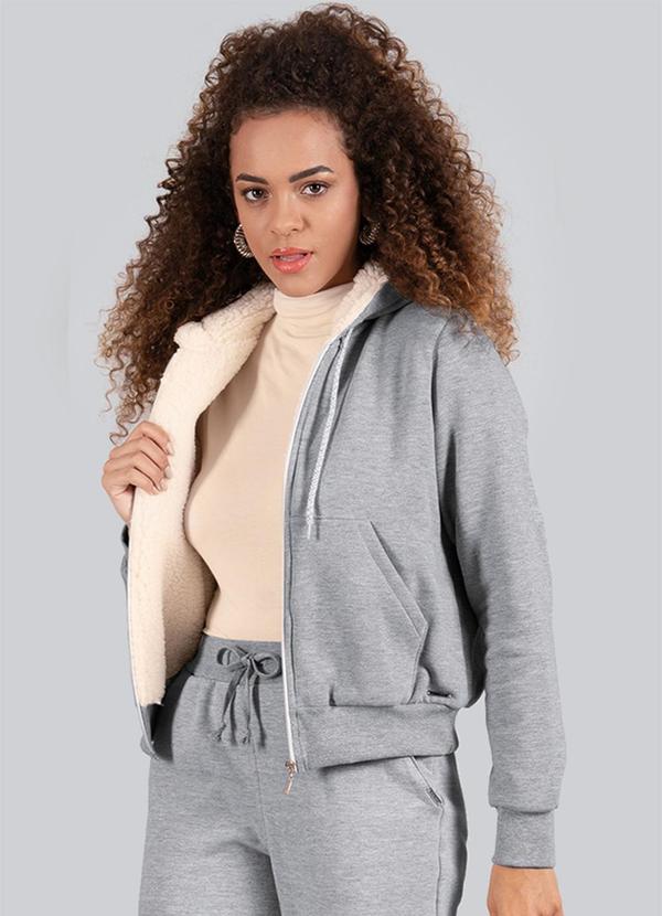 Soft Bonni - Jaqueta Adulto Feminino Moletom Cinza