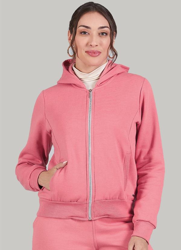 Soft Bonni - Jaqueta Adulto Feminino Moletom com Capuz Rosa