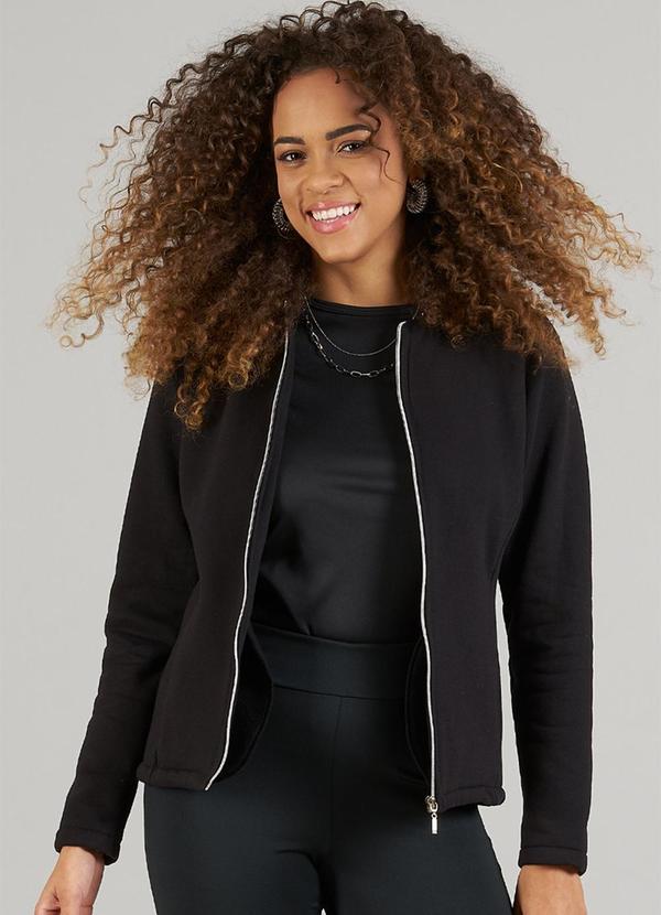Soft Bonni - Jaqueta Adulto Feminino Moletom Preto