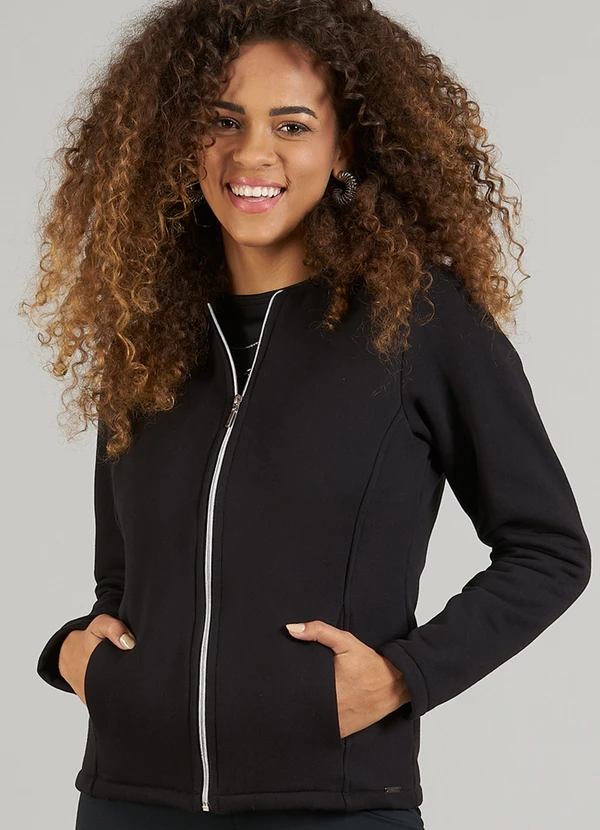 Soft Bonni - Jaqueta Adulto Feminino Moletom Preto 2