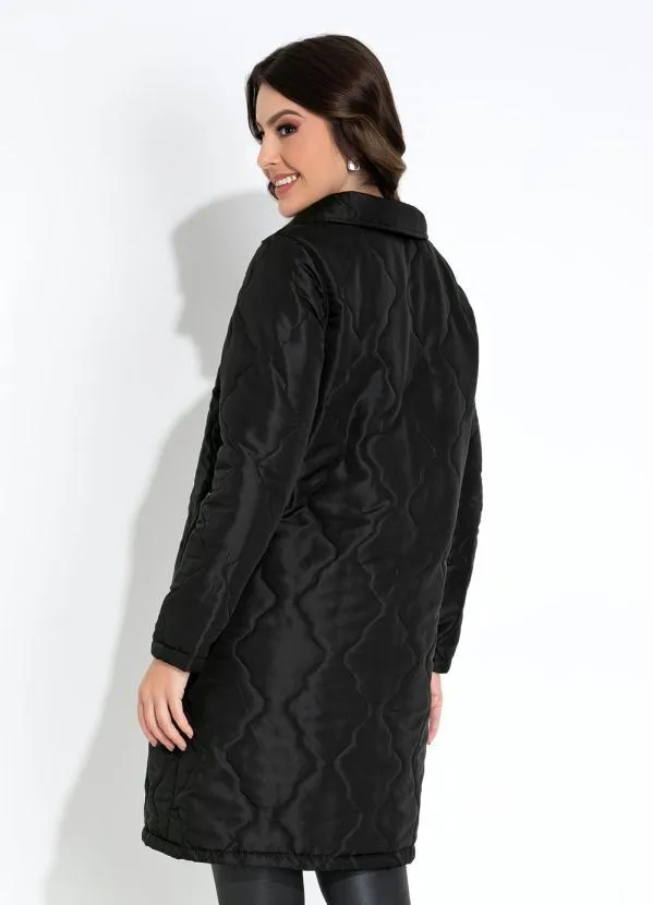 Rosalie - Jaqueta Alongada Puffer Preta 2