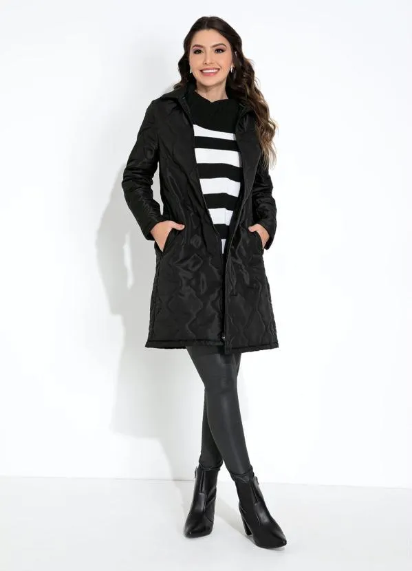 Rosalie - Jaqueta Alongada Puffer Preta 3