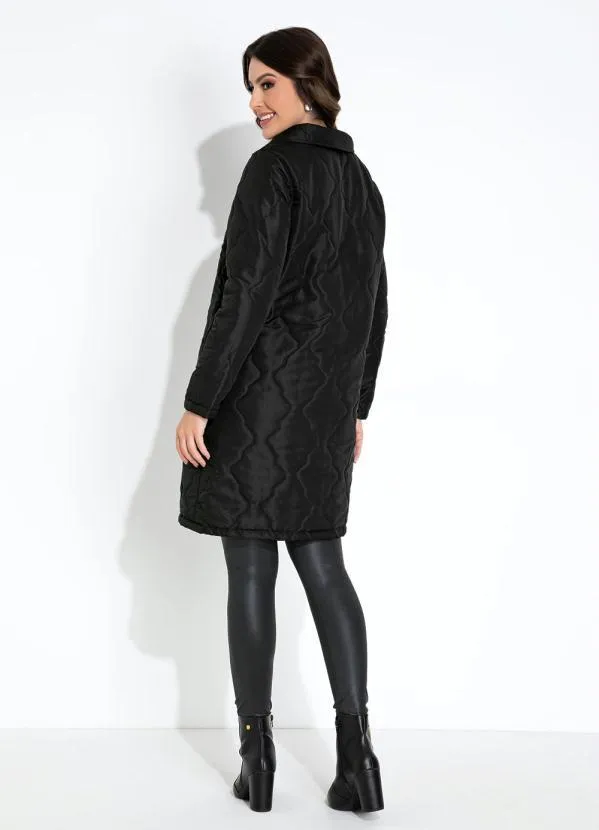 Rosalie - Jaqueta Alongada Puffer Preta 4