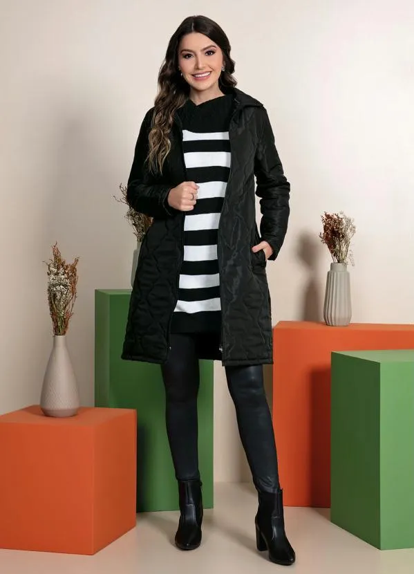 Rosalie - Jaqueta Alongada Puffer Preta 5