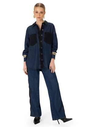 Enfim - Jaqueta Ampla Oversized Jeans Azul Escuro - ENFIM