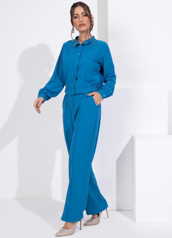 Quintess - Jaqueta Azul com Botões e Bolsos Funcionais 3