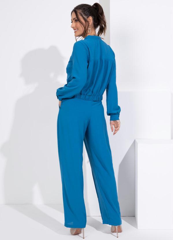 Quintess - Jaqueta Azul com Botões e Bolsos Funcionais 4