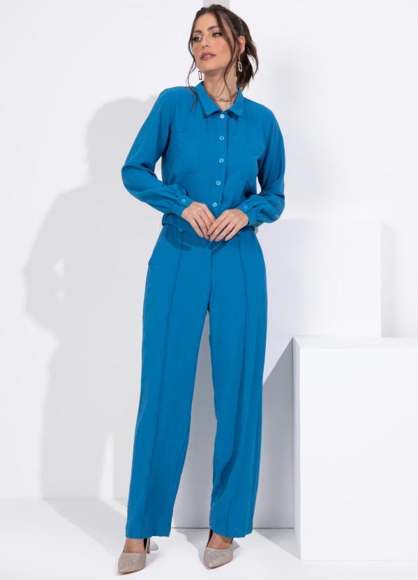 Quintess - Jaqueta Azul com Botões e Bolsos Funcionais 5