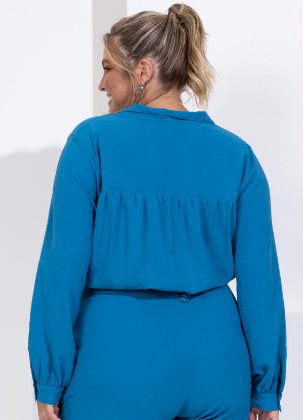 Quintess - Jaqueta Azul com Botões e Bolsos Funcionais 8