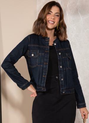 Jaqueta (Azul Escuro) em Jeans