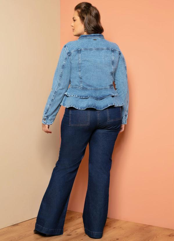 Quintess - Jaqueta Azul Jeans com Bolsos e Babados 8