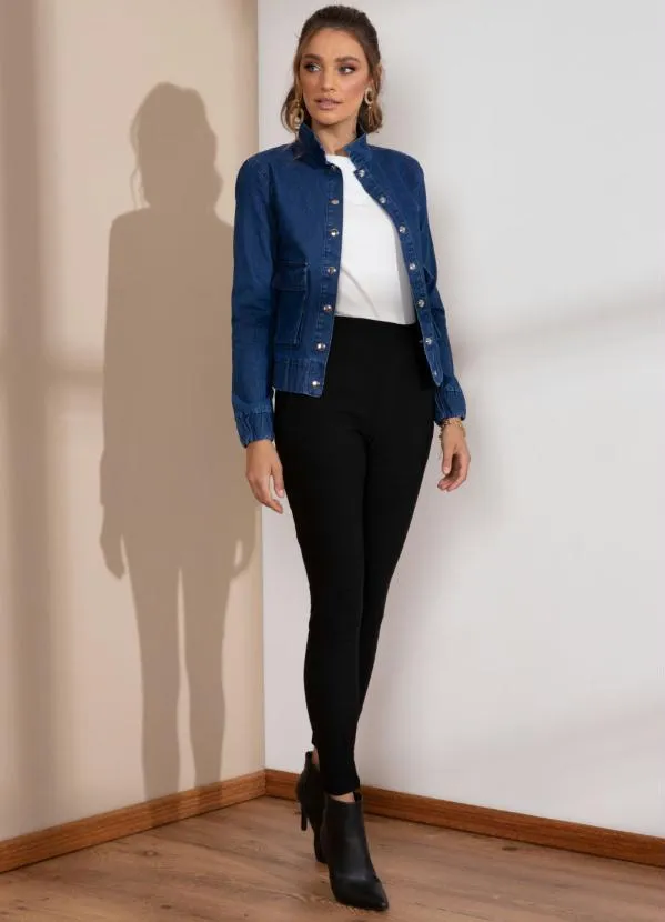 Quintess - Jaqueta Azul Jeans com Bolsos 10
