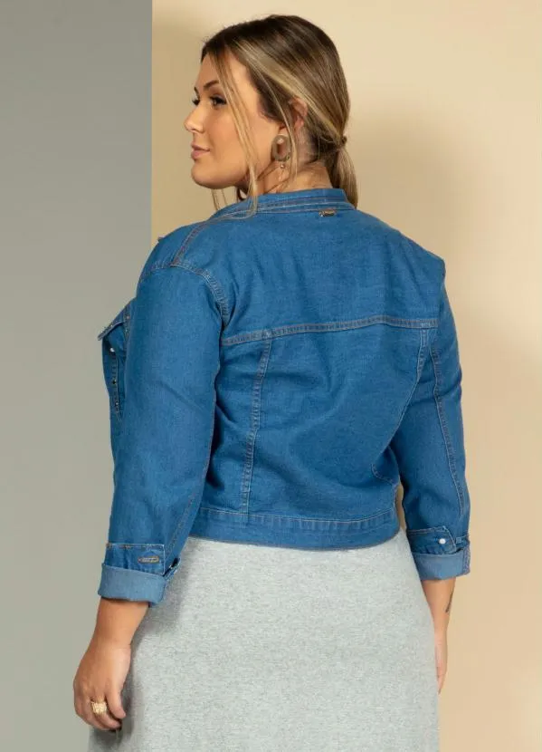 Quintess - Jaqueta Azul Jeans com Detalhes de Tachas 12