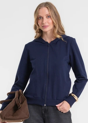 Rovitex - Jaqueta Básica Moletom Peluciado Azul - ROVITEX