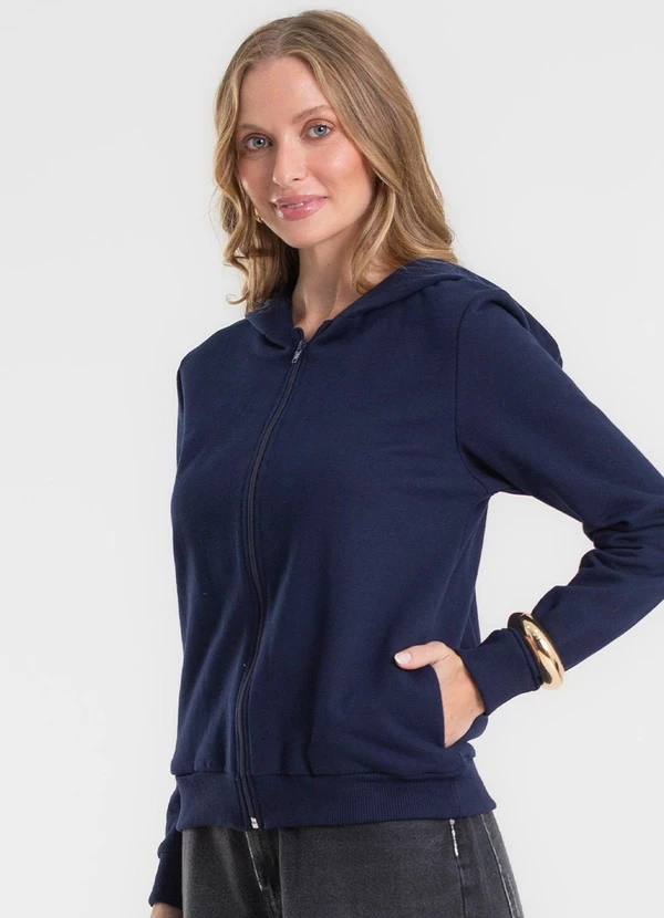 Rovitex - Jaqueta Básica Moletom Peluciado Azul 4