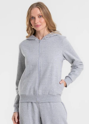 Rovitex - Jaqueta Básica Moletom Peluciado Cinza - ROVITEX