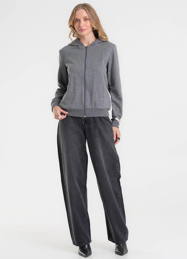 Rovitex - Jaqueta Básica Moletom Peluciado Cinza 3